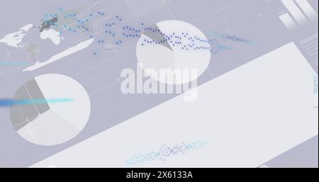 Bild der Verarbeitung von Finanzdaten und Statistiken vor hellem Hintergrund Stockfoto