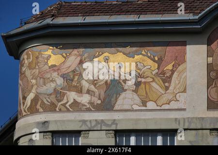 Wohnhaus der Bürgerbrauerei, Népszinház utca 22, Emil Vidor, 1906 // Wohnhaus der Citicen's Brewery, Népszinház utca 22, Emil Vidor, 1906 Stockfoto