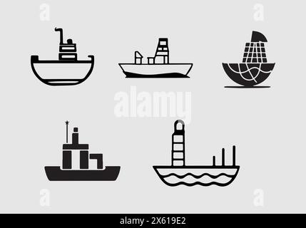 Maritimes schwarzes Icon-Design Stock Vektor