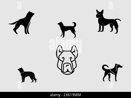 Minimales Canaan Dog, schwarzes Icon-Design Stock Vektor