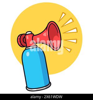 Zeichentrickzeichnung des Lufthorns. Druckluftkanne mit Geräuscherzeuger. Illustration von Vektorclips. Stock Vektor