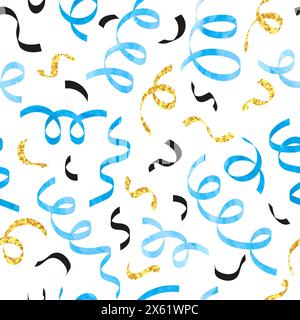 Muster mit geschwungenen Bändern. Vektorkonfetti-Illustration. Partyhintergrund Stock Vektor