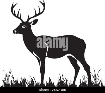 Ein Hirsch steht auf dem Feld Stock Vektor