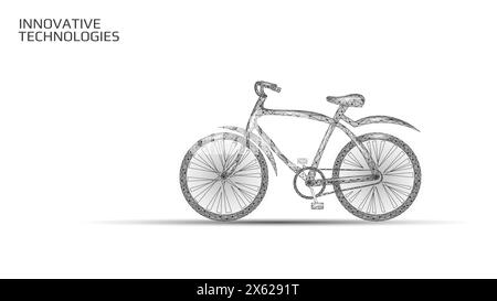 3D-E-Bike mit niedrigem Poly-Design. Moderne Transportlieferung. Outdoor Sport Aktivität umweltfreundliches Fahrrad polygonale Poster Vektor Illustration Stock Vektor