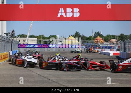 Während des Berlin ePrix 2024, 7. Treffens der ABB FIA Formel E Weltmeisterschaft 2023-24, auf dem Tempelhof Airport Street Circuit vom 10. Bis 12. Mai 2024 in Berlin Stockfoto