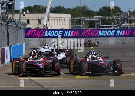 Während des Berlin ePrix 2024, 7. Treffens der ABB FIA Formel E Weltmeisterschaft 2023-24, auf dem Tempelhof Airport Street Circuit vom 10. Bis 12. Mai 2024 in Berlin Stockfoto