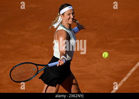 Rom, Italien. Mai 2024. Victoria Azarenka von Weißrussland im Spiel gegen Mayar Sherif Ahmed Abdel-Aziz von Ägypten beim Internazionali BNL d’Italia 2024 Tennis Turnier im Foro Italico in Rom, Italien am 12. Mai 2024. Quelle: Insidefoto di andrea staccioli/Alamy Live News Stockfoto