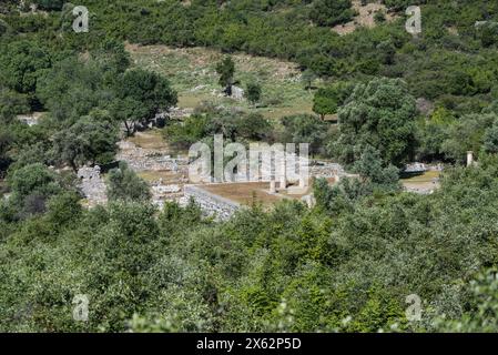 Die Tempelterrasse der karischen Stadt Kaunos/Caunos in Turkiye Stockfoto