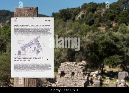 Die Tempelterrasse der karischen Stadt Kaunos/Caunos in Turkiye Stockfoto