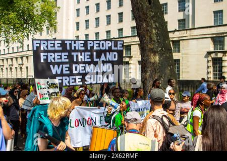 Aktivisten aus London für den Sudan marschierten in Zentral-London und forderten das Ende des Bürgerkriegs im Sudan. Stockfoto