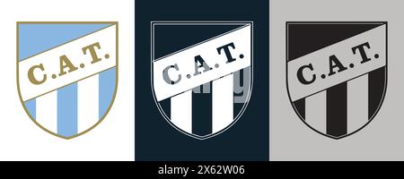 Atletico Tucuman FC Farbe Schwarz und weiß 3 Stil Logo Argentinien professioneller Fußballverein, Vektor-Illustration abstraktes bearbeitbares Bild Stock Vektor