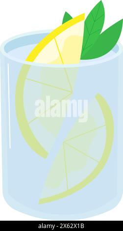 Limonade mit Zitronenscheiben Stock Vektor