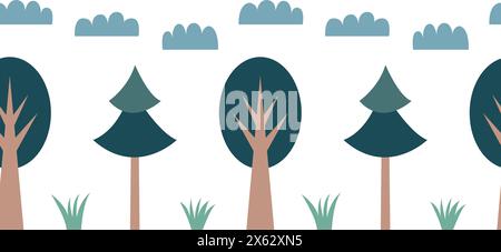 Nahtloses Muster aus Eiche und Weihnachtsbaum Stock Vektor
