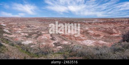 Panoramablick auf die Painted Desert vom Petrified Forest National Park, Arizona, USA am 17. April 2024 Stockfoto