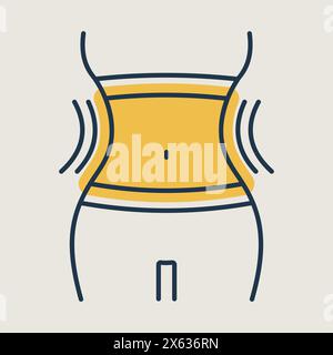 Gewichtsverlust-Symbol mit Frauenbund. Schmales weibliches Körperzeichen. Diagrammsymbol für Fitness und Gewichtsverlust Website und Apps Design, Logo, App, UI Stock Vektor