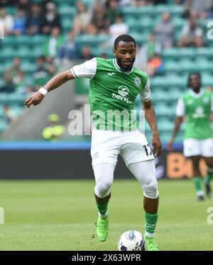 Easter Road Stadium, Edinburgh. Schottland UK.12th May 24 Hibernian vs Aberdeen Cinch Premiership Spiel. Myzaine Maolida von Hibernian Credit: eric mccowat/Alamy Live News Stockfoto