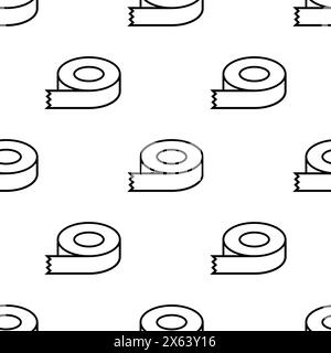 Klebeband Linie Vektor nahtloser Hintergrund. Abroller mit flachem Scotch-Etikett, Klebeband-Rolle Stock Vektor