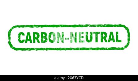 Grüner, Kohlenstoffneutraler Stempel. Klimaschutz CO2-neutraler Grunge-Texturstempel. Stock Vektor