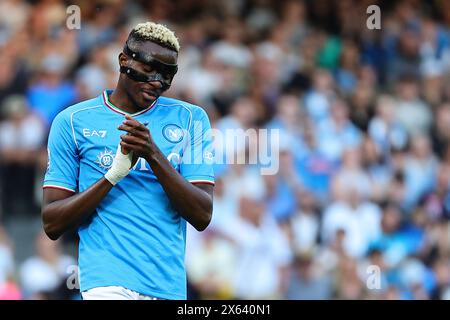 Victor Osimhen vom SSC Napoli Dejection während des Fußballspiels der Serie A zwischen SSC Napoli und Bologna FC im Diego Armando Maradona Stadion in Neapel (Italien) am 11. Mai 2024. Stockfoto