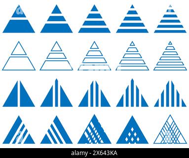 Pyramidendiagramm Geometrie Infografik Dreieck mit vielen Formen in Mathematik Vektor. Stock Vektor