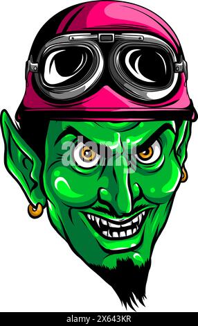 Rockabilly Devil Tattoo-Vektordarstellung in Farbe auf weißem Hintergrund Stock Vektor