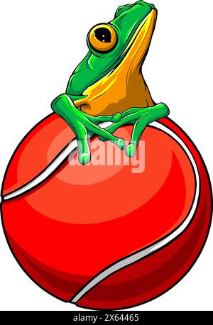 vector Süßer Frosch spielt Tennis. Tierkarikaturbegriff isoliert Stock Vektor