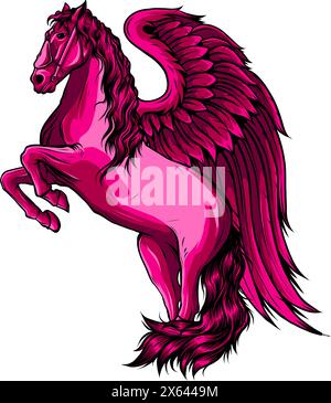 Pegasus Flying Horse Aufzucht Cartoon Vektor Logo Maskottchen Design Illustration Stock Vektor