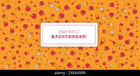 Vektor-Design-Vorlagen und -Elemente für Eisverpackungen im trendigen linearen Stil – nahtlose Muster mit linearen Symbolen in Bezug auf Backen, Café, Tasse Stock Vektor