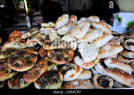 Abouelafia Bakery in der Yefet Street in Jaffa, Israel. Stockfoto