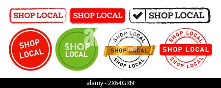 Kaufen Sie lokales Etikett mit Gummiaufklebern für Unternehmen lokal Handel Markt Handel Handel Handel Handel Handel Stock Vektor