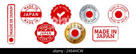 Made in japan Rechteck Kreisstempel und Siegelabzeichen Aufkleber Aufkleber Schild für Land Produkt hergestellt Stock Vektor