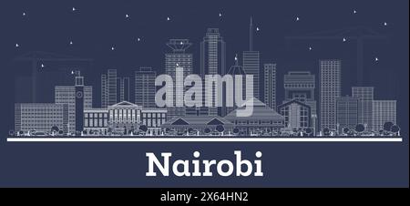Umreißen Sie die Skyline von Nairobi Kenia mit weißen Gebäuden. Vektorabbildung. Geschäftsreisen und Konzept mit moderner Architektur. Stadtbild Von Nairobi Stock Vektor