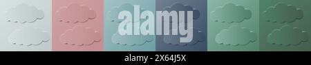 Set aus ästhetischem, pastellfarbenem Hintergrund mit Wolken in minimalistischem Design Stock Vektor