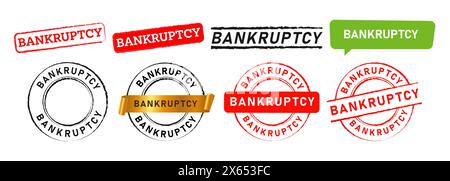 Bankrott Rechteckkreis Gummistempel Aufkleber Aufkleber für Krisenwirtschaft Finanzwesen Stock Vektor
