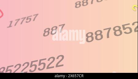 Abbildung von Buchstaben und Zahlen auf orangem Hintergrund Stockfoto