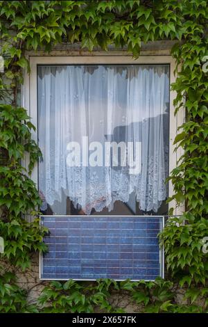 Fenster mit Sonnenkollektor Stockfoto