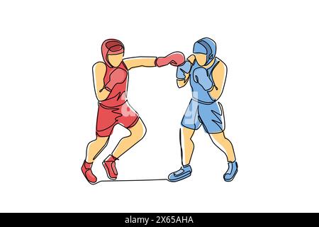 Boxer kämpfen auf Ring, Gegner in Shorts und Handschuhen kämpfen auf Arena mit Spotlights und Seilen. Wettbewerb. Gefährliche s Stock Vektor