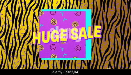Bild eines riesigen Verkaufstextes über Hintergrund mit Retro-Muster Stockfoto