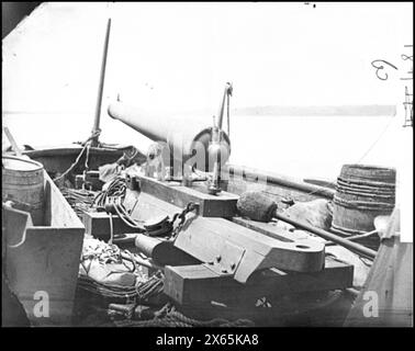 James River, Virginia Bow of Confederate Gunboat Teaser, Lt. Hunter Davidson, gefangen von U.S. Maratanza am 4. Juli 1862, Bürgerkriegsfotos 1861-1865 Stockfoto