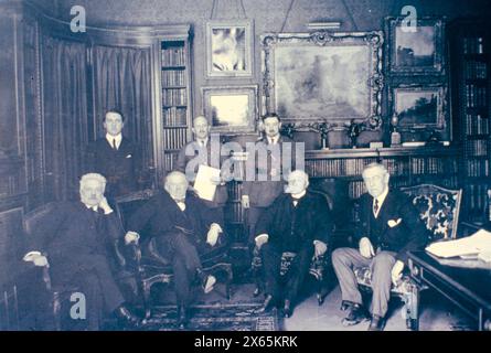 Der italienische Premierminister Vittorio Orlando, der britische Premierminister Lloyd George, der französische Premierminister Georges Clemenceau und der US-Präsident Woodrow Wilson, Frankreich 1919 Stockfoto