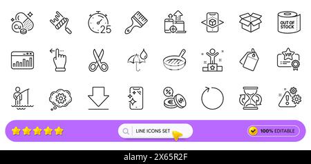 Symbole für Kupfermineralien, Malerwalze und Winner Line für Web-App. Piktogramsymbol. Zeilensymbole. Vektor Stock Vektor