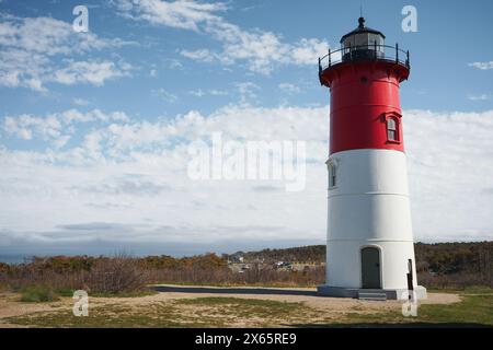 Nauset Lighthouse mit Blick auf Nauset Beach und den Atlantischen Ozean Stockfoto