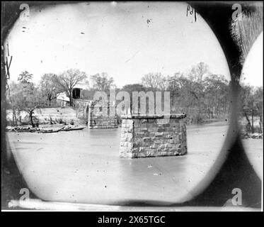 Mrs. Nelson's Crossing, Va Ruinen der Richmond and York River Railroad Bridge über den Pamunkey, oberhalb des Weißen Hauses, Bürgerkriegsfotos 1861-1865 Stockfoto