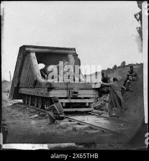 Petersburg, Virginia Eisenbahngewehr und Besatzung, Bürgerkriegsfotos 1861-1865 Stockfoto