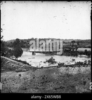 Richmond, Virginia Eisenbahnbrücke und Old Dominion Iron and Nail Works auf Belle Isle, Fotos des Bürgerkriegs 1861-1865 Stockfoto