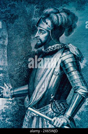 Porträt von Vasco Nunez de Balboa, spanischer Gouverneur von Panama, Abbildung 1500 ca. Stockfoto