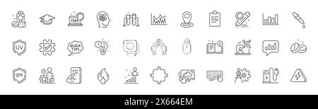 Berichtsdiagramm, Symbole für Chemikalienbecher und Graduierungsdeckel. Für Web-App drucken. Zeilensymbole. Vektor Stock Vektor