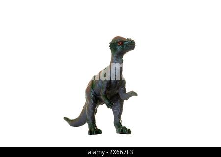 Spielzeug-Nachbildung eines Pachycephalosauriers isoliert auf weißem Hintergrund Stockfoto