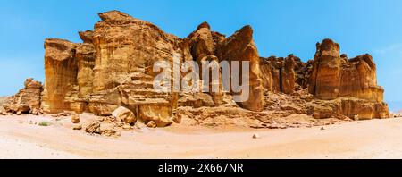 Shlomo-Säulen in der Negev-Wüste, Süd-Israel Stockfoto