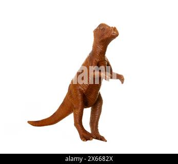 Spielzeug-Nachbildung eines Pachycephalosauriers isoliert auf weißem Hintergrund Stockfoto